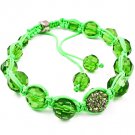 Green Bracelet Crystal Stone Fireball Shambella Cord Adjustable 10 Mm Long 219202-718310GRN