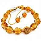 Brown Bracelet Crystal Stone Fireball Shambella Cord Adjustable 10 Mm Long 219202-718310BRO