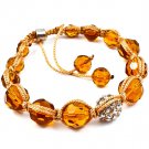Brown Bracelet Crystal Stone Fireball Shambella Cord Adjustable 10 Mm Long 219202-718310BOA