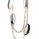 Natural Necklace Long Necklace Acrylic Charms Wooden Beads Natural Print 37 Inch L 2181914-243423NAT