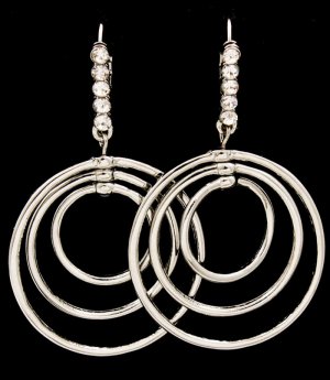 Clear Earring Fish Hook Crystal Studs Multiple Hoops 1 3 4 Inch Drop 21695-3199RDCLR