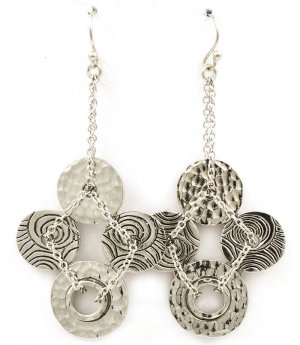 Silver Colored Earring Fish Hook Various Charms Various Texture 2 1 2 Inch Drop 21695-2195RDSIV