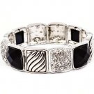 Black Bracelet Stretch Crytal Studs Acrylic Stone Faceted Texture 15 Mm Width 21692-3501RDBLK