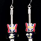 Black Earring Fish Hook BeadBead Butterfly 1 3 4 Inch Drop 210155-0868RDBLK