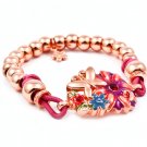Multi Colored Bracelet Bangle Stretch Bead Glass Stone Flower 3 Inch Width 210152-03024COMLT