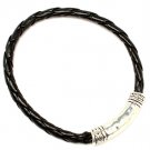 Black Bracelet Cord Faux Leather Texture 8 Inch Long 210152-02538RDBLK