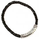 Black Bracelet Cord Faux Leather Texture 8 Inch Long 210152-02537RDBLK