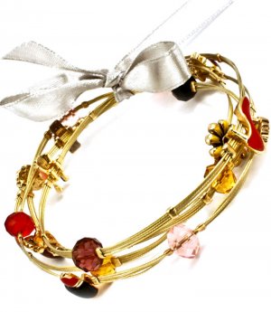 Multi Colored Bracelet Cord Bead Various Charms Lipstick Purse Bow Ribbon Multi St 210152-02511AGMLT