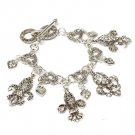 Clear Bracelet Toggle Charm Bridge Jewelry Crystal Studs Fleur De Lys Texture Desi 210152-00987ASCLR