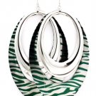 Green Earring Fish Hook Oval Animal Print 4 1 4 Inch Drop 1995-99242RDGRN
