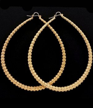 Gold Colored Earring Pin Catch Tear Drop Metal Casting Texture 2 3 4 Inch Drop 17135-22745GDGOD