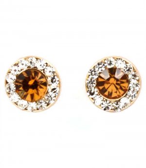 Brown Earring Post Earring Crystal Studs 10 Mm Drop 11315-99824GDBOA