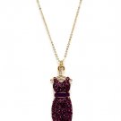 Purple Necklace Long Necklace Pendant Crystal Studs Dress 2 Inch Drop 28 Inch Long 113114-1224GDPUR