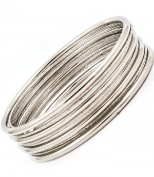 Silver Colored Bracelet Bangle Stackable Metal Casting Various Hoops Texture 20 Mm  32228-32777RDSIV