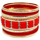 Red Bracelet Bangle Stackable Crystal Studs Threads Fabric Various Hoops Texture 1 1  2432-6512GDRED
