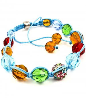 Bracelet Crystal Stone Fireball Shambella Cord Adjustable 10 Mm Long 219202-718310MTB
