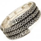 Silver Colored Bracelet Stretch Crystal Studs Various Patterns Texture 1 1 4 Inch  210152-02939ASSIV
