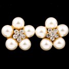 Clear Earring Post Earring Pearl Crystal Studs Flower 1 Inch Drop / 53535-9216GDCLR