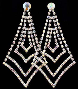 Aurore Boreale Earring Post Earring Crystal Studs Multi Layered Prong Set 3 1 2 Inch 53535-9185RDABO