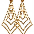 Brown Earring Post Earring Crystal Studs Multi Layered Prong Set 3 1 2 Inch Drop / 53535-9185GDBRO