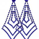 Blue Earring Post Earring Crystal Studs Multi Layered Prong Set 3 1 2 Inch Drop / 53535-9185BNBLU