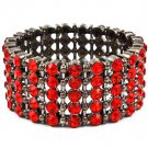 Red Bracelet Bangle Stretch Metal Casting Crystal Studs Hoop 2 1 2 Inch Width / 53235-91061BNRED