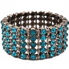Blue Bracelet Bangle Stretch Metal Casting Crystal Studs Hoop 2 1 2 Inch Width / 53235-91061BNBLU