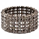 Black Bracelet Bangle Stretch Metal Casting Crystal Studs Hoop 2 1 2 Inch Width / 53235-91061BNBKA