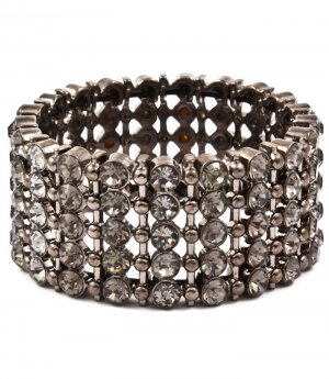 Black Bracelet Bangle Stretch Metal Casting Crystal Studs Hoop 2 1 2 Inch Width / 53235-91061BNBKA