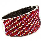 Red Bracelet Hinge Crystal Studs Metal Casting Texture 2 3 4 Inch Width / 53230-199RDRED