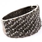Black Bracelet Hinge Crystal Studs Metal Casting Texture 2 3 4 Inch Width / 53230-199RDBLK