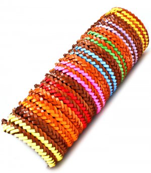 Multi Colored Bracelet Cord Adjustable Faux Leather Interlaced 24 Pieces 6 1 2 Inch L 48162-99422MLT