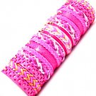 Fuschia Bracelet Cord Adjustable Faux Leather Interlaced 24 Pieces 6 1 2 Inch Long / 48162-99254FSH