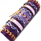 Purple Bracelet Cord Adjustable Faux Leather Interlaced 24 Pieces 6 1 2 Inch Long / 48162-99189PUR