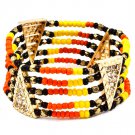 Orange Bracelet Bangle Stretch Metal Casting Crystal Studs Bead Chain Triangle Textur 4712-5676GDORG