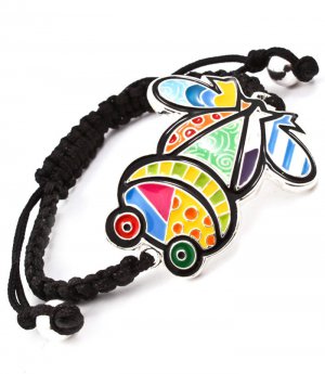 Multi Colored Bracelet Cord Britto Adjustable Painteded Frog 4712-5473RDMLT