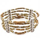 Brown Bracelet Bangle Stretch Metal Casting Crystal Studs Bead Chain 2 1 2 Inch Width 4712-5064RDBRO