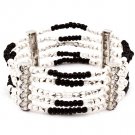 Black Bracelet Bangle Stretch Metal Casting Crystal Studs Bead Chain 2 1 2 Inch Width 4712-5064RDBLK