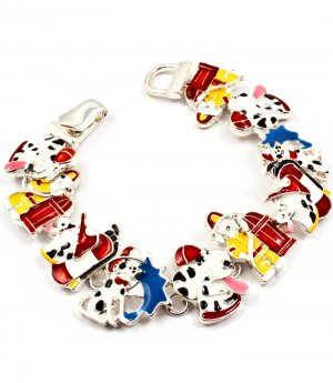 Multi Colored Bracelet Theme Magnetic Lock Metal Casting Painted Fire Fighter Dog 7 I 4712-3495RDMLT