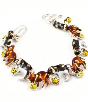Multi Colored Bracelet Theme Magnetic Lock Metal Casting Painted Dogs With Ball Textu 4712-3464RDMLT