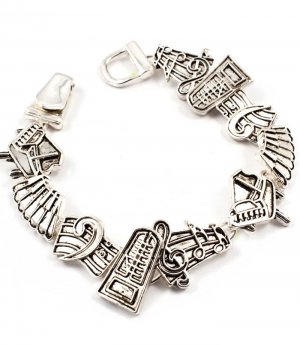 Silver Colored Bracelet Theme Magnetic Lock Metal Casting Music Materials Texture 7 I 4712-3443ASSIV