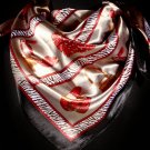 Red Fashion Scarf Satin Square Scarf Hill And Hand Bag Print 30% Silk 70% Polyester 36 45196-9914RED