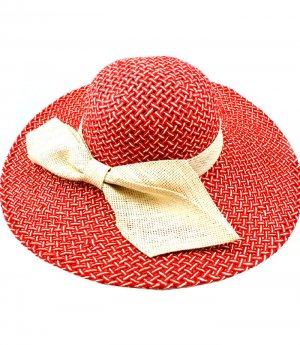 Red Hat And Cap Floppy Ribbon Packable 100% Paper One Size / 425830-210RED