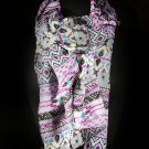 Blue Fashion Scarf Various Shapes Print 100% Polyester 23 Inch X 72 Inch / 425630-426BLU