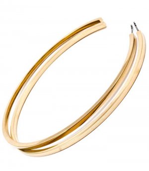 Gold Colored Earring Post Earring Metal Casting Hoop Earring Angled Edges 2 3 4 Inc 32528-33319GDGOD