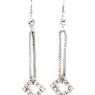 Clear Earring Fish Hook Crystal Studs Diamond Shape Link Prong Set 2 1 2 Inch Drop 25185-1252RDCLR