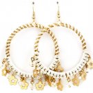 White Earring Fish Hook Hoop Charms Beads Metal Chians Coile D Texture 2 Inch Hoop 2 25185-1229GDWHT