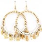 White Earring Fish Hook Hoop Charms Beads Metal Chians Coile D Texture 2 Inch Hoop 2 25185-1229GDWHT