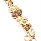 Clear Bracelet Toggle Metal Casting Crystal Stud Flower Leaf Nacre Texture 3 Inch Wi 25182-3202MGCLR