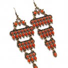 Coral Earring Linear Drop Fish Hook Bead Metal Casting 3 1 2 Inch Drop 23145-0686BOCOL